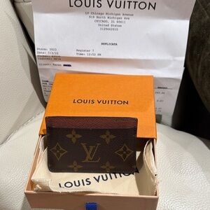 Authentic, with box and dust ba! Louis Vuitton Monogram Card Holder in Brown
